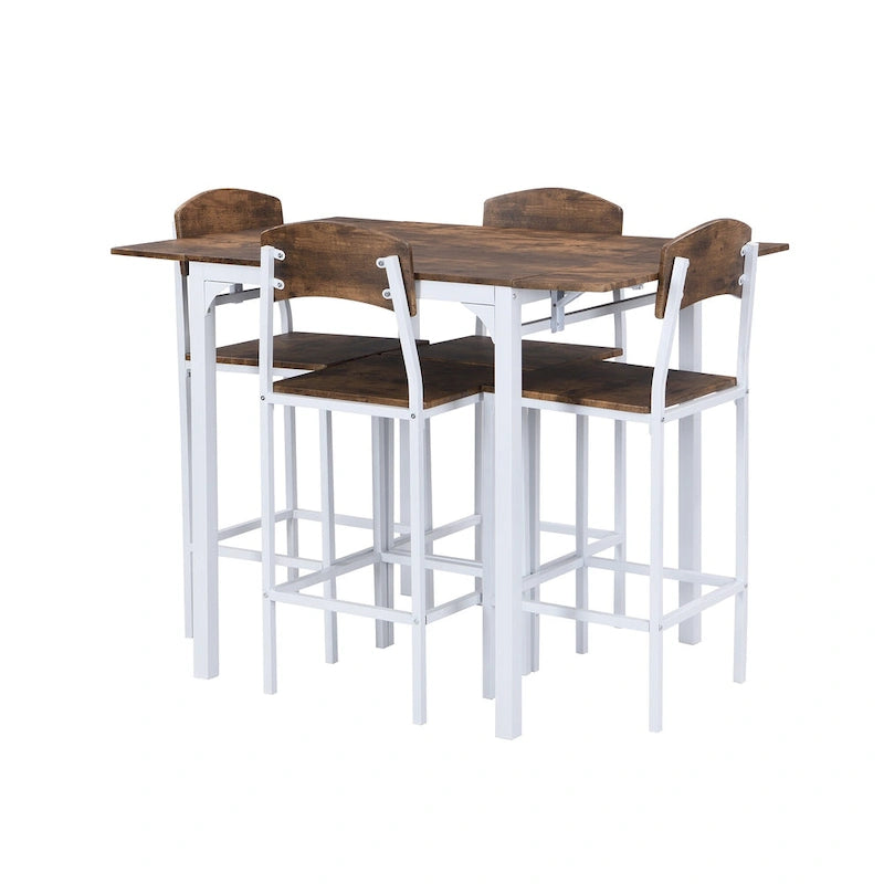 Ensemble de salle à manger 5 pièces en hauteur de comptoir avec rallonge et 4 chaises de salle à manger, style ferme
