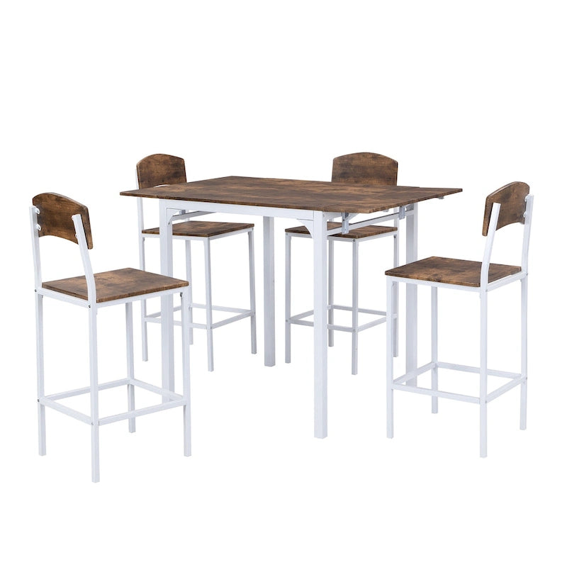 Ensemble de salle à manger 5 pièces en hauteur de comptoir avec rallonge et 4 chaises de salle à manger, style ferme