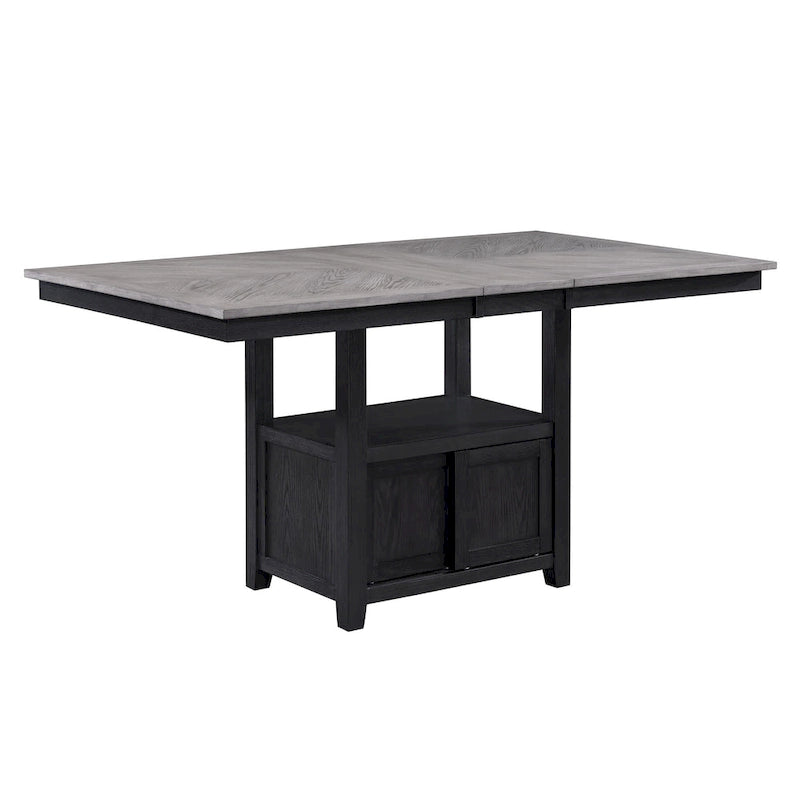 Table à hauteur de comptoir extensible Patricia de 152 à 183 cm, gris clair, noir