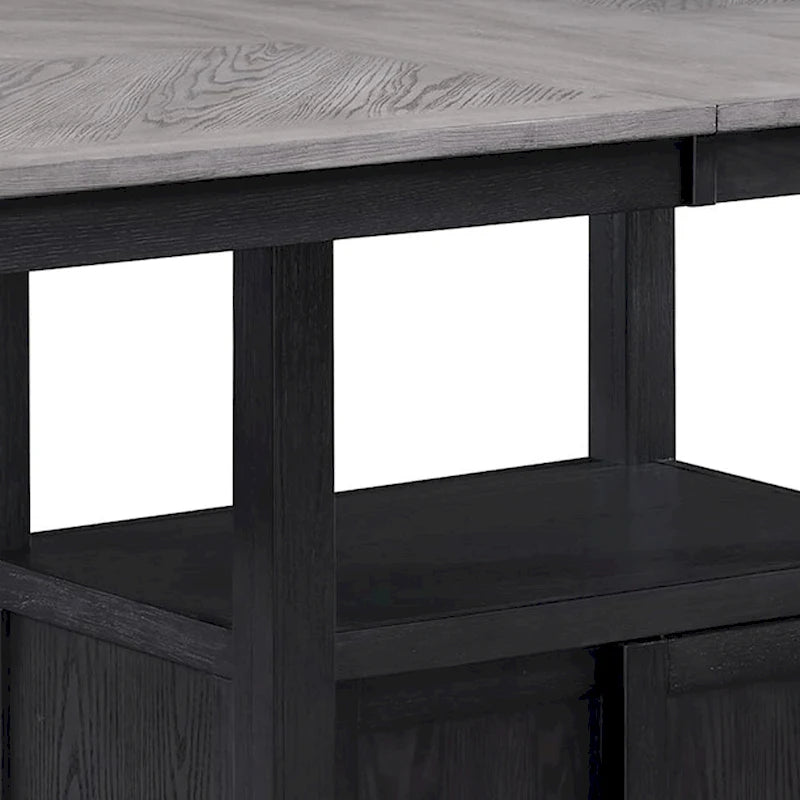 Table à hauteur de comptoir extensible Patricia de 152 à 183 cm, gris clair, noir