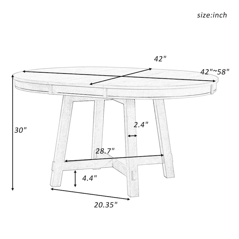 Table de salle à manger ronde extensible de style ferme avec 16 rallonges en bois