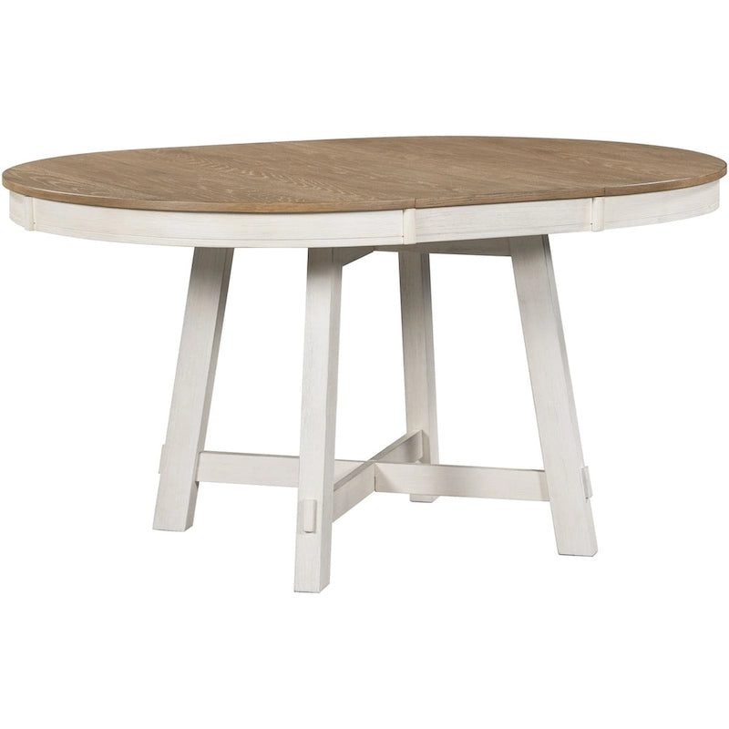 Table de salle à manger ronde extensible de style ferme avec 16 rallonges en bois