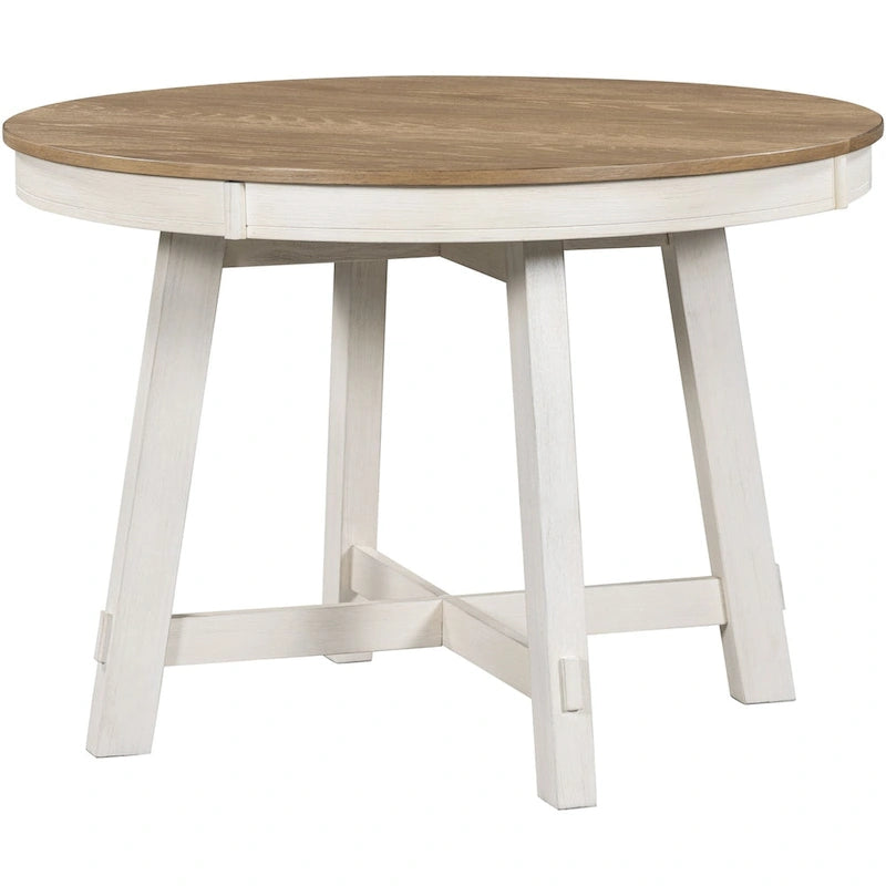Table de salle à manger ronde extensible de style ferme avec 16 rallonges en bois