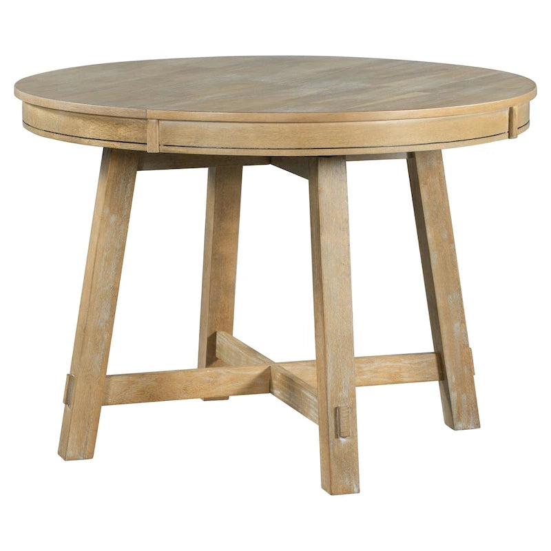 Table de salle à manger ronde extensible de style ferme avec 16 rallonges en bois