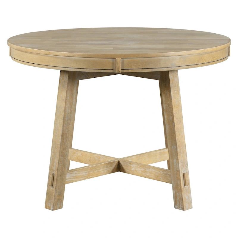 Table de salle à manger ronde extensible de style ferme avec 16 rallonges en bois