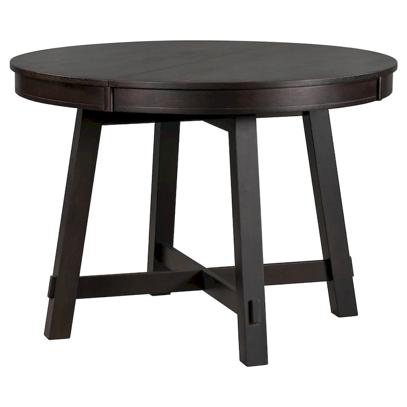 Table de salle à manger ronde extensible de style ferme avec 16 rallonges en bois