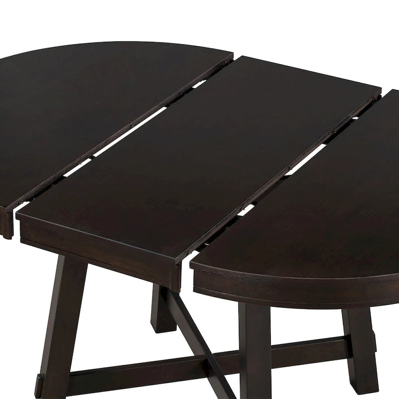 Table de salle à manger ronde extensible de style ferme avec 16 rallonges en bois