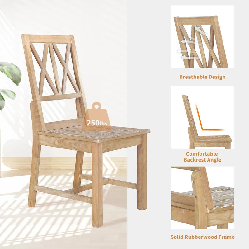 Ensemble de table à manger extensible rustique 5 pièces - Table ronde à tréteaux et 4 chaises de salle à manger à dossier croisé pour cuisine, salle à manger, gris