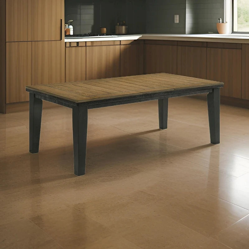 Table à manger Woodlands de 64-82 pouces, extensible, plateau rectangulaire, marron