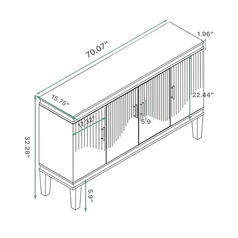 Buffets modernes à 4 portes avec rangement pour salon, chambre et cuisine