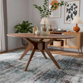Table à manger ovale en bois noyer de style milieu du siècle Shaw 71 pouces Furniture of America