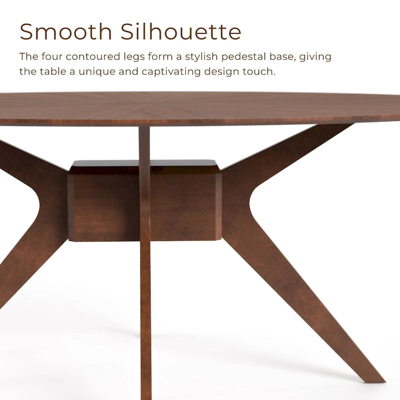 Table à manger ovale en bois noyer de style milieu du siècle Shaw 71 pouces Furniture of America