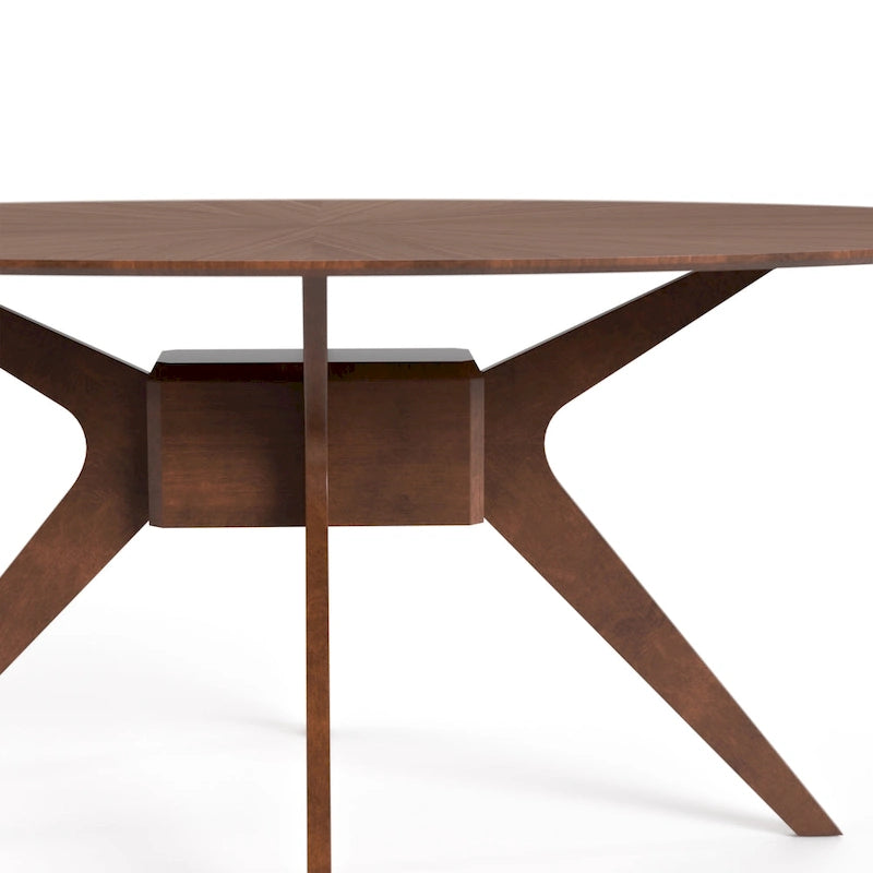 Table à manger ovale en bois noyer de style milieu du siècle Shaw 71 pouces Furniture of America