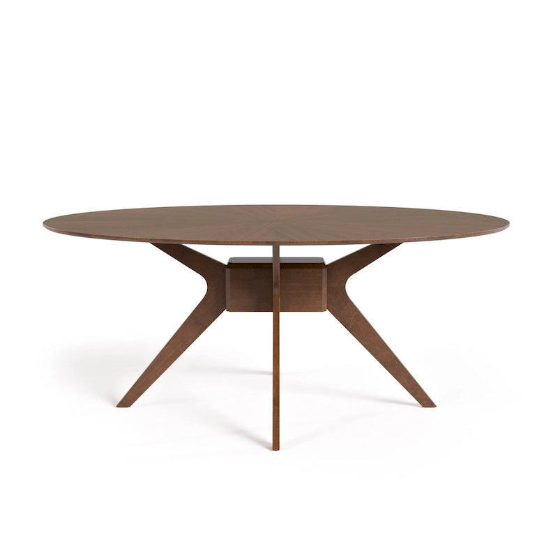 Table à manger ovale en bois noyer de style milieu du siècle Shaw 71 pouces Furniture of America