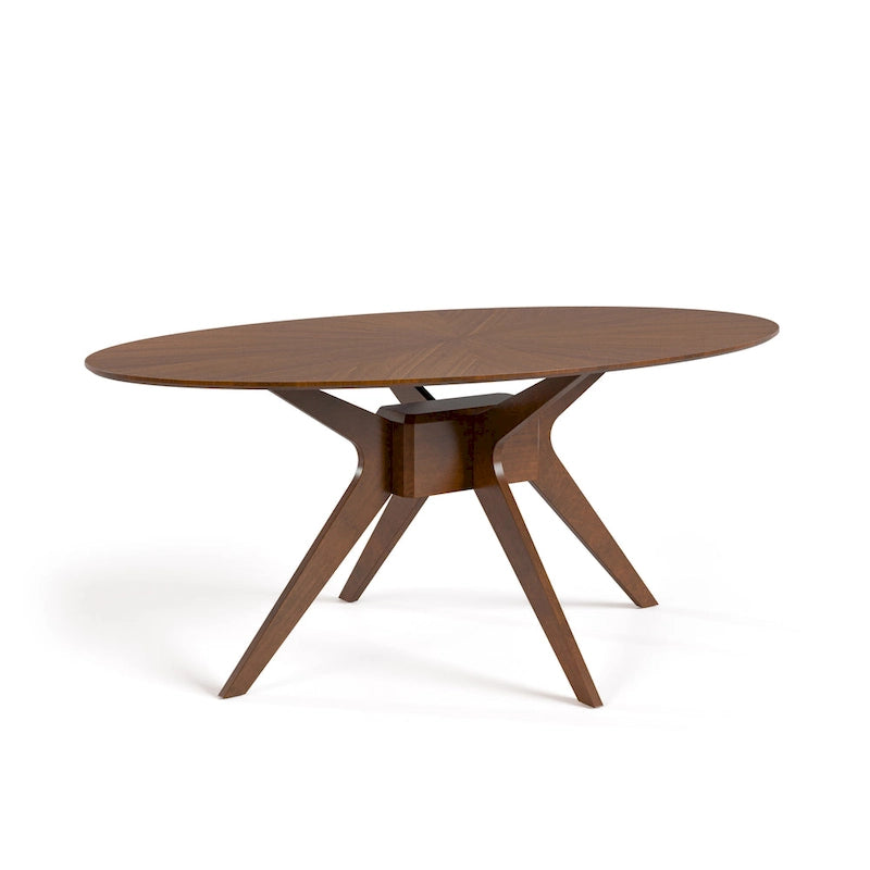 Table à manger ovale en bois noyer de style milieu du siècle Shaw 71 pouces Furniture of America