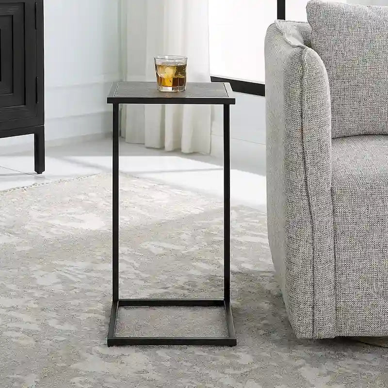 Table d'appoint antique en fer noir et galuchat par Matthew Williams