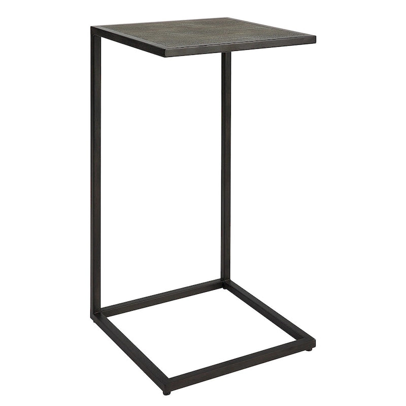 Table d'appoint antique en fer noir et galuchat par Matthew Williams