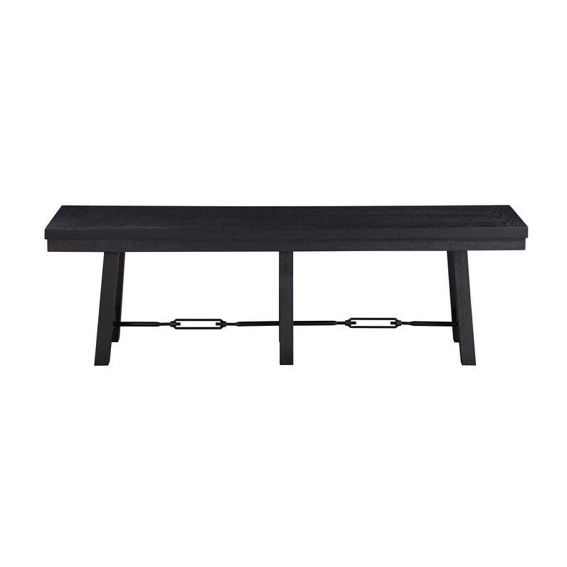 Banc de salle à manger Yesler noir avec tréteaux