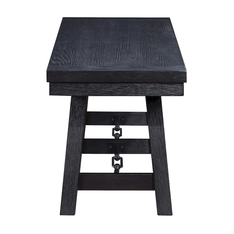 Banc de salle à manger Yesler noir avec tréteaux
