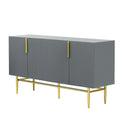Buffet de salle à manger 4 portes avec poignées dorées en métal - 152,4L x 38,6l x 80H cm