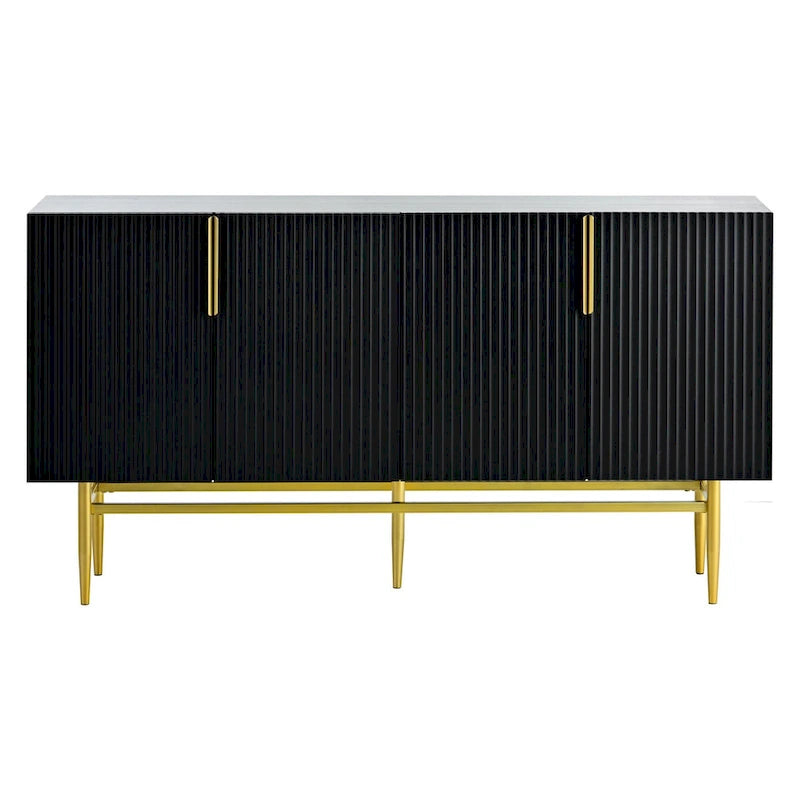 Buffet de salle à manger 4 portes avec poignées dorées en métal - 152,4L x 38,6l x 80H cm