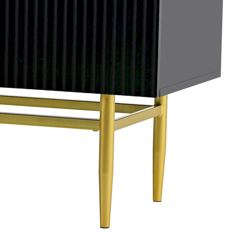 Buffet de salle à manger 4 portes avec poignées dorées en métal - 152,4L x 38,6l x 80H cm