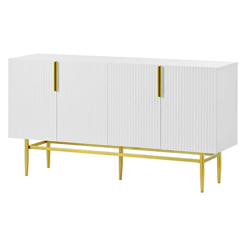 Buffet de salle à manger 4 portes avec poignées dorées en métal - 152,4L x 38,6l x 80H cm