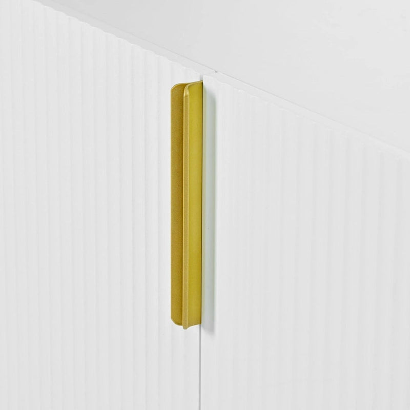 Buffet de salle à manger 4 portes avec poignées dorées en métal - 152,4L x 38,6l x 80H cm