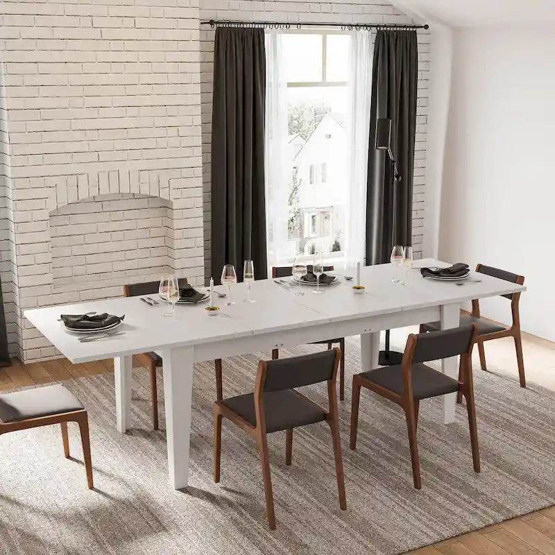 Table de salle à manger extensible rectangulaire – Table de cuisine fonctionnelle pour 4 à 12 personnes