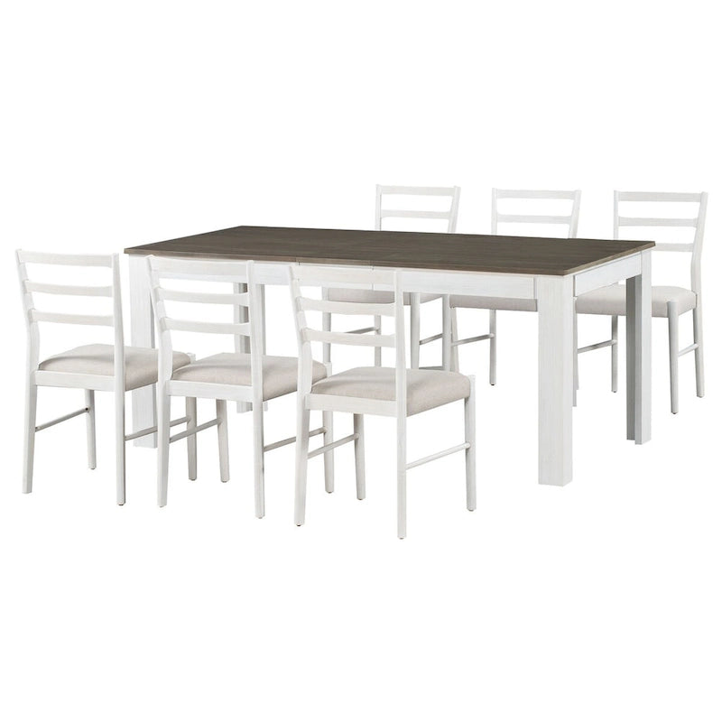 Ensemble de salle à manger extensible en bois 7 pièces avec rallonge de 30,5 cm et 2 tiroirs, 6 chaises