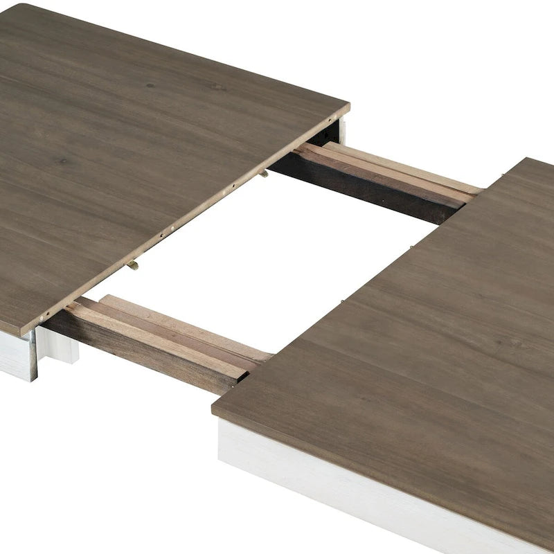 Ensemble de salle à manger extensible en bois 7 pièces avec rallonge de 30,5 cm et 2 tiroirs, 6 chaises