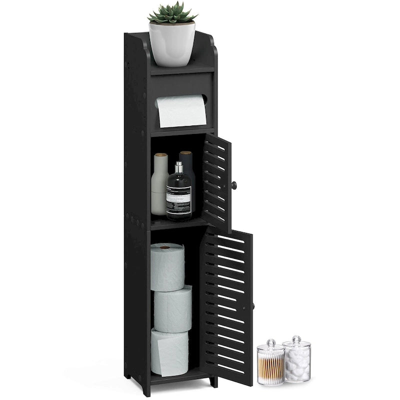 Organisateur de rangement de salle de bain Nestl - Armoire haute sur pied pour papier toilette, serviettes et autres accessoires de rangement de salle de bain
