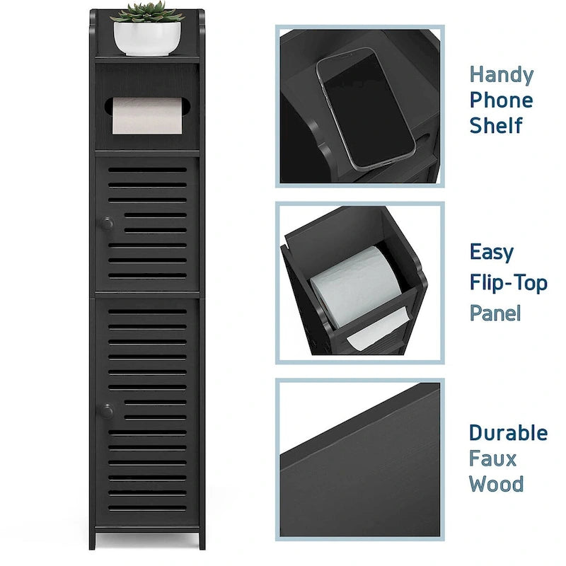 Organisateur de rangement de salle de bain Nestl - Armoire haute sur pied pour papier toilette, serviettes et autres accessoires de rangement de salle de bain