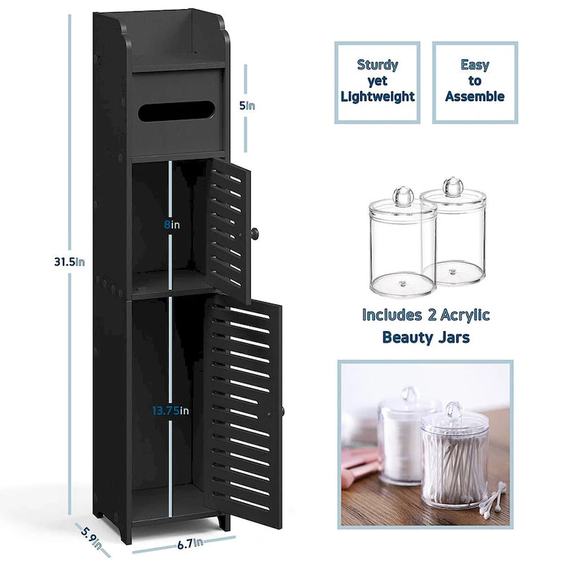 Organisateur de rangement de salle de bain Nestl - Armoire haute sur pied pour papier toilette, serviettes et autres accessoires de rangement de salle de bain