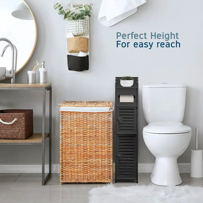 Organisateur de rangement de salle de bain Nestl - Armoire haute sur pied pour papier toilette, serviettes et autres accessoires de rangement de salle de bain