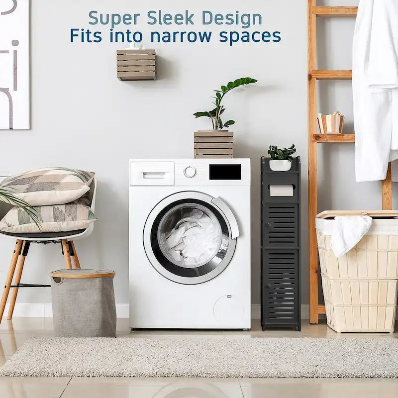 Organisateur de rangement de salle de bain Nestl - Armoire haute sur pied pour papier toilette, serviettes et autres accessoires de rangement de salle de bain