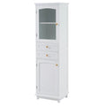 Meuble de rangement de salle de bain haut avec portes vitrées Armoire autonome avec deux tiroirs