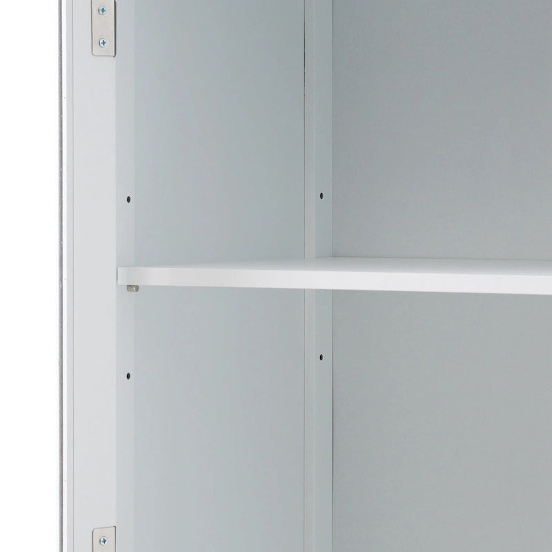 Meuble de rangement de salle de bain haut avec portes vitrées Armoire autonome avec deux tiroirs