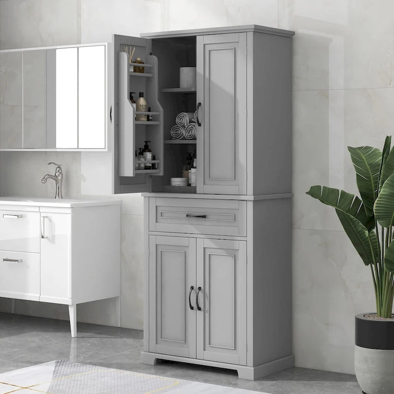 Meuble de rangement de salle de bain avec portes et tiroir