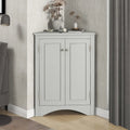 Meuble d'angle de salle de bain à 2 portes en bois avec étagères réglables (32 po)