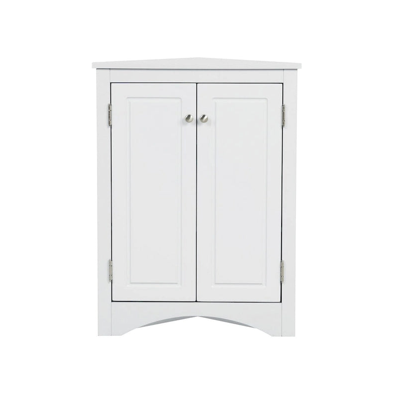Meuble d'angle de salle de bain à 2 portes en bois avec étagères réglables (32 po)