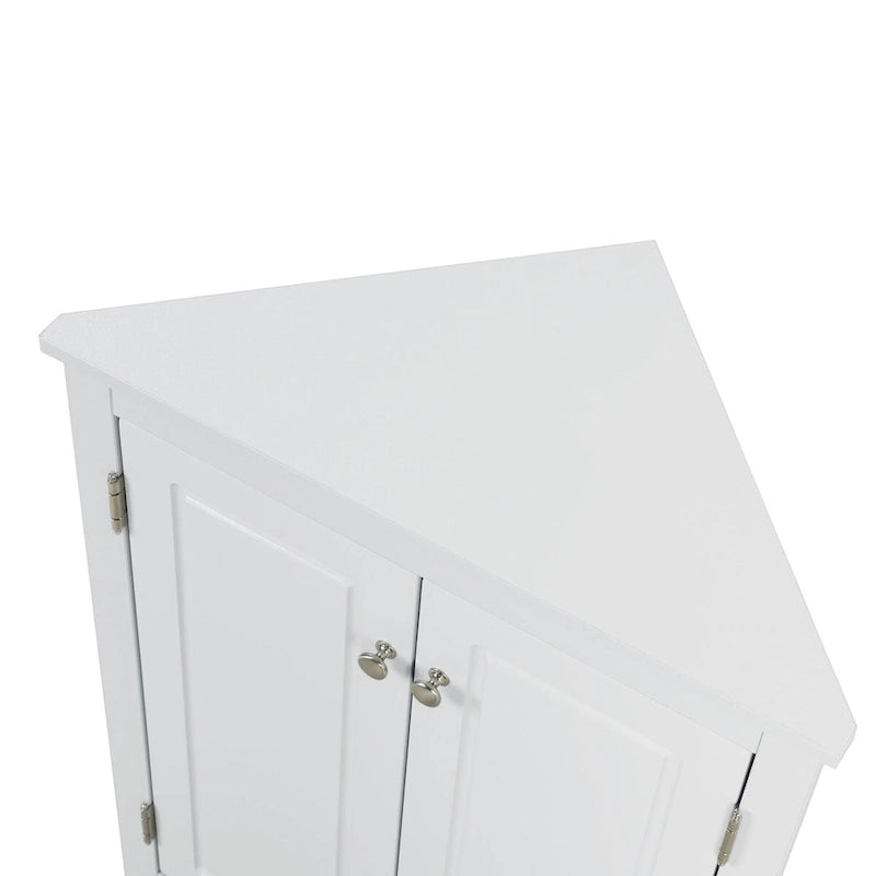 Meuble d'angle de salle de bain à 2 portes en bois avec étagères réglables (32 po)