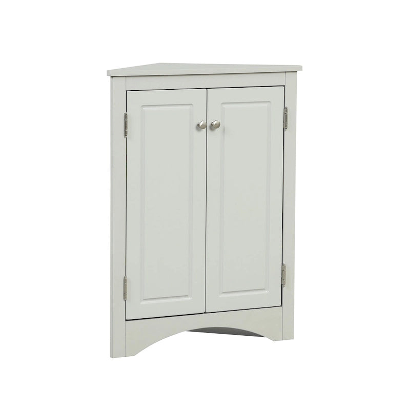 Meuble d'angle de salle de bain à 2 portes en bois avec étagères réglables (32 po)