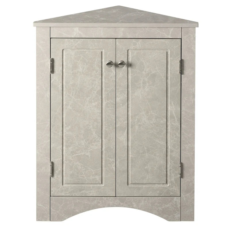 Meuble d'angle de salle de bain à 2 portes en bois avec étagères réglables (32 po)