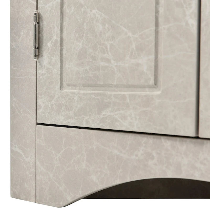 Meuble d'angle de salle de bain à 2 portes en bois avec étagères réglables (32 po)