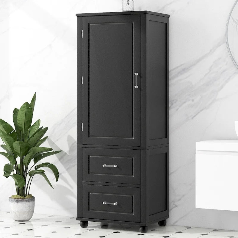 Meuble de rangement haut de salle de bain de 156 cm, deux tiroirs et étagère réglable