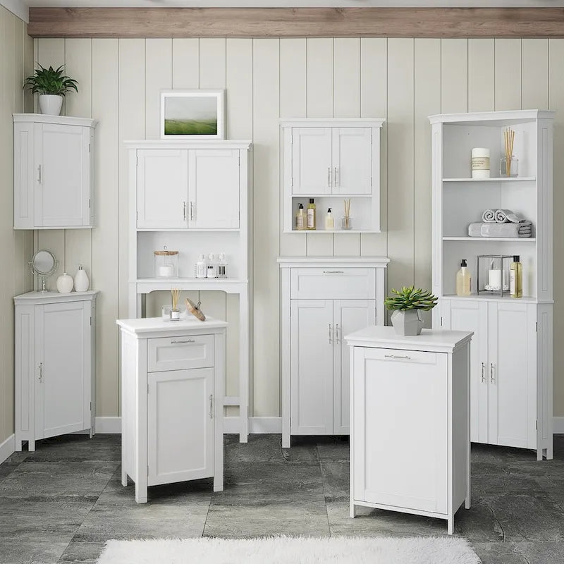 Armoire de rangement à deux portes RiverRidge Somerset avec tiroir et étagère réglable pour salle de bain et buanderie - Blanc - N/A