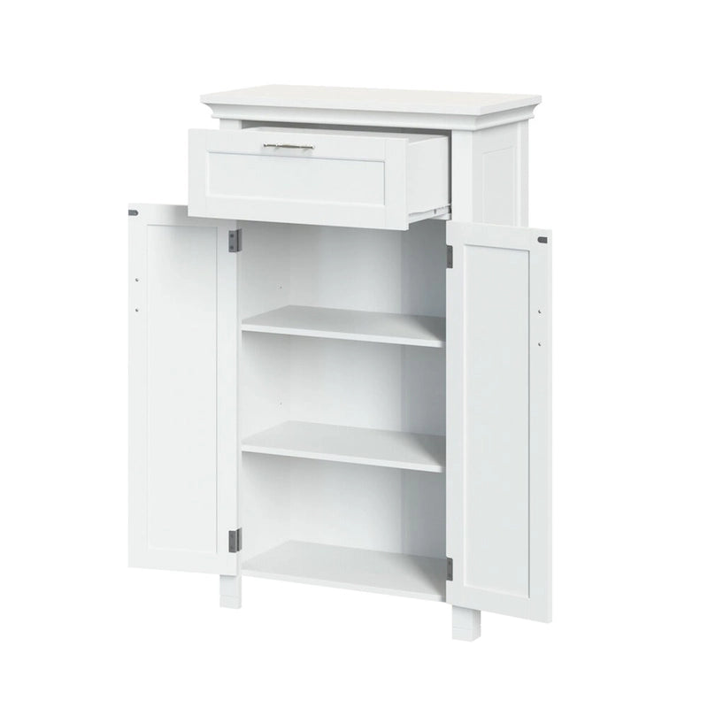 Armoire de rangement à deux portes RiverRidge Somerset avec tiroir et étagère réglable pour salle de bain et buanderie - Blanc - N/A