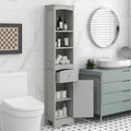 Meuble Colonne de Salle de Bain, Meuble de Rangement sur Pied avec Tiroir et Étagère Réglable