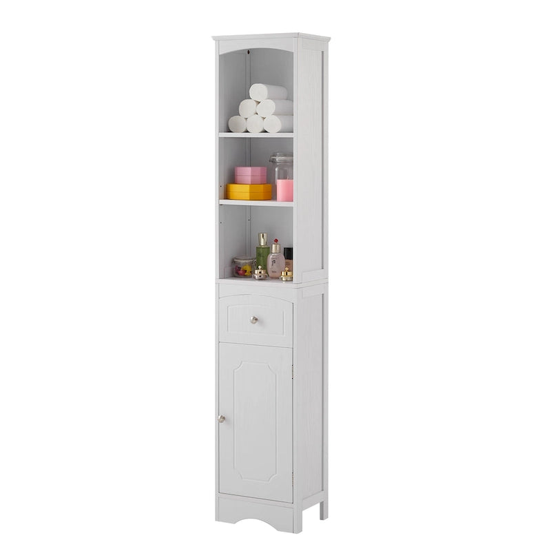Meuble Colonne de Salle de Bain, Meuble de Rangement sur Pied avec Tiroir et Étagère Réglable